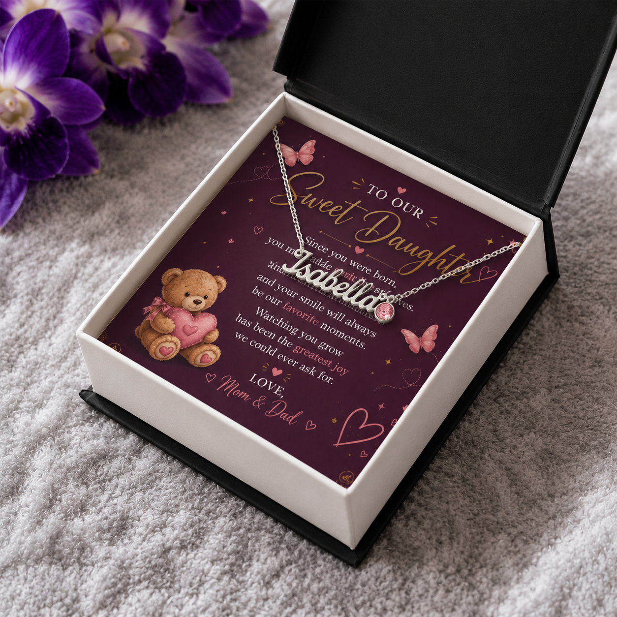 To Our Sweet Daughter — Custom Name Necklace with Birthstone