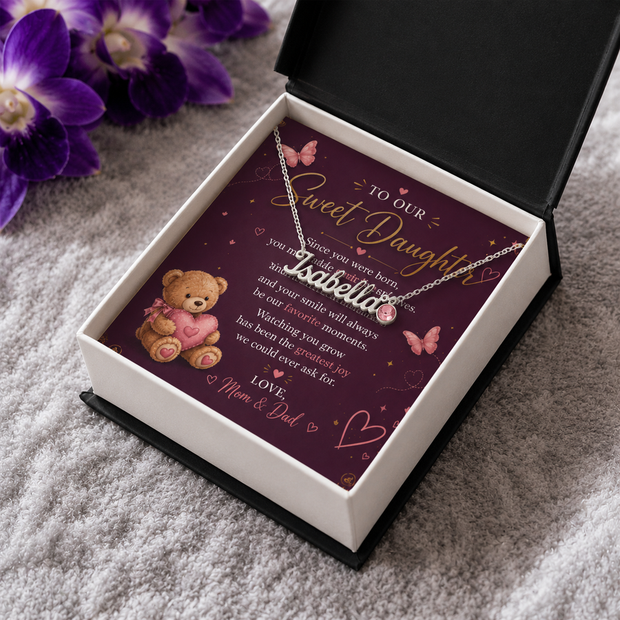 To Our Sweet Daughter — Custom Name Necklace with Birthstone