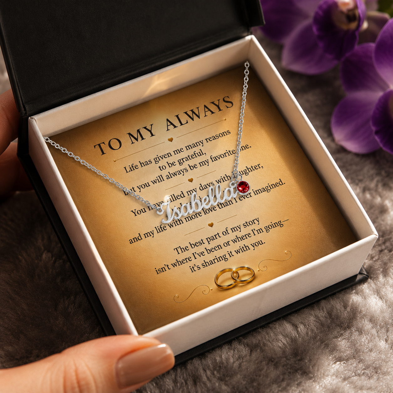 To My Always - Custom Name Necklace with Birthstone