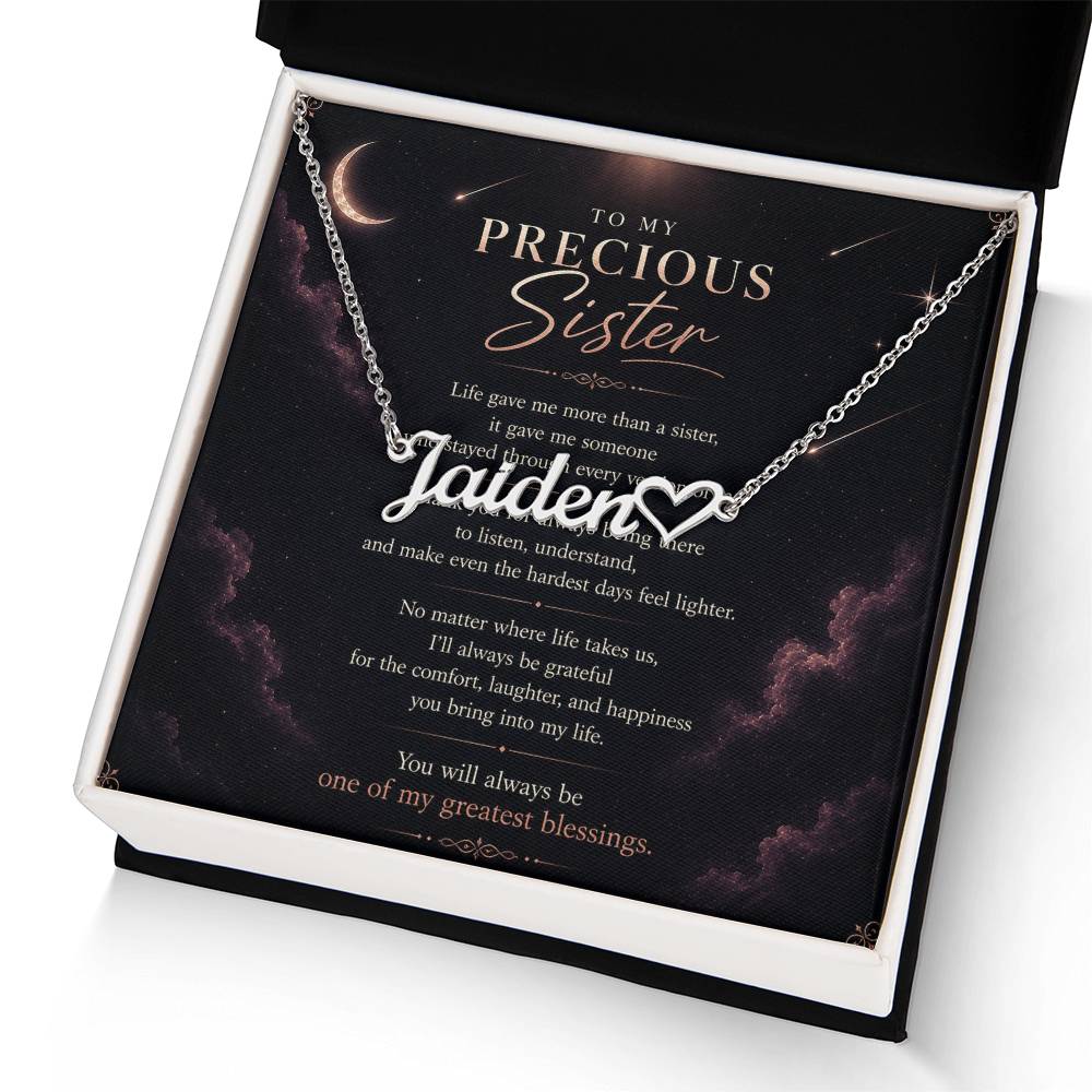 To My Precious Sister – Heart Name Necklace