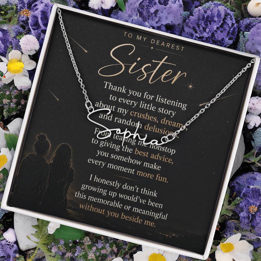 To My Dearest Sister – Signature Name Necklace