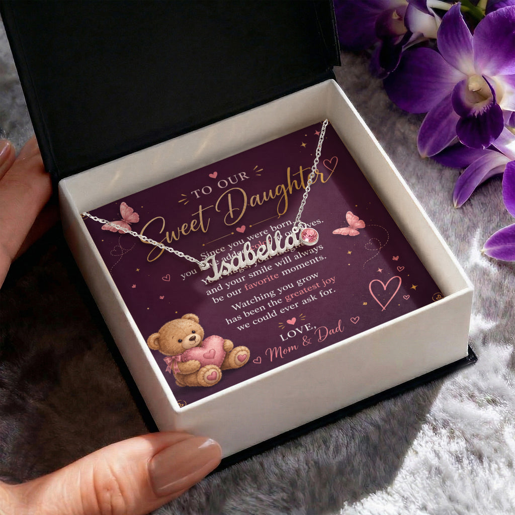 To Our Sweet Daughter — Custom Name Necklace with Birthstone