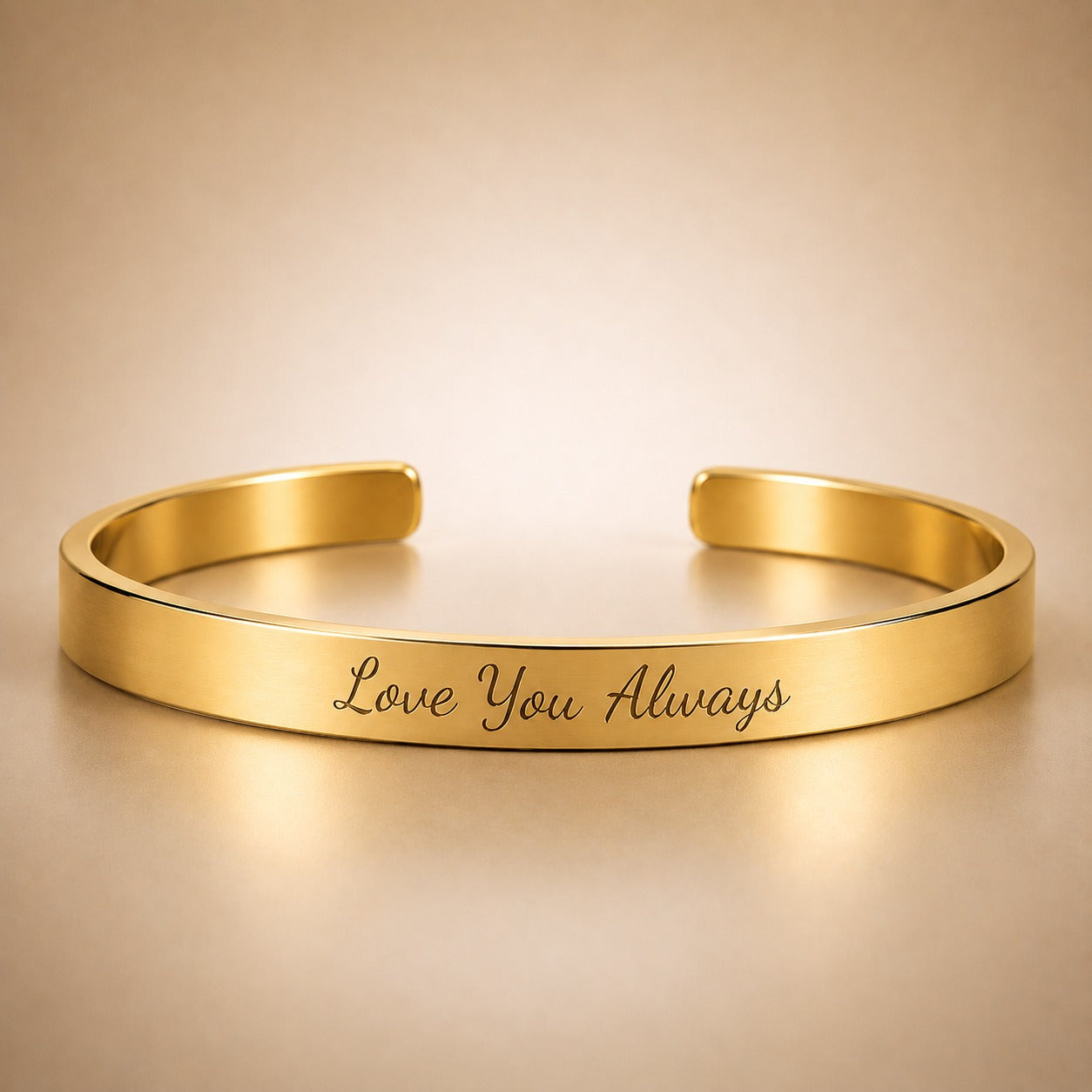 Love You Always - Engraved Bangle Cuff Bracelet