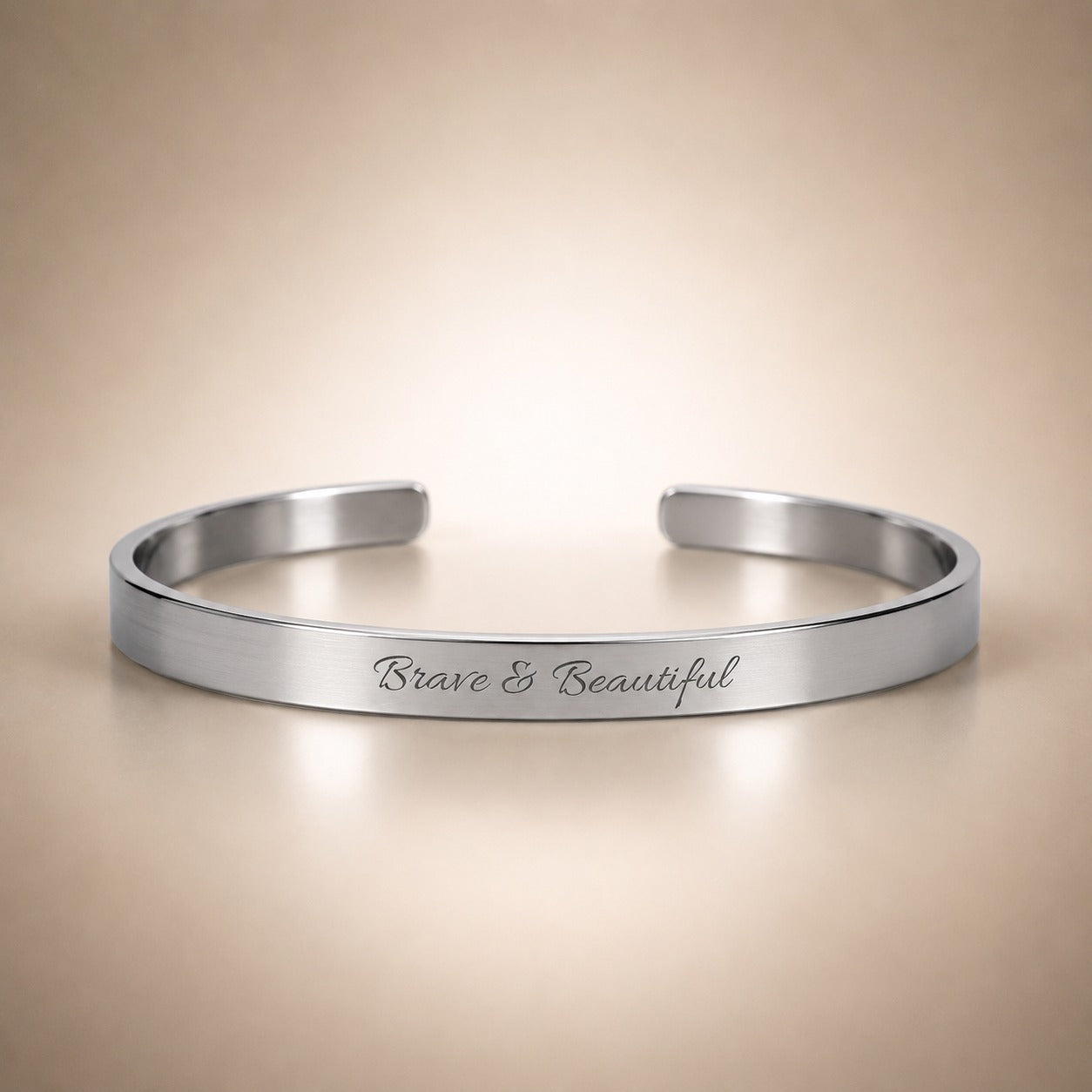 Brave & Beautiful - Engraved Cuff Bracelet