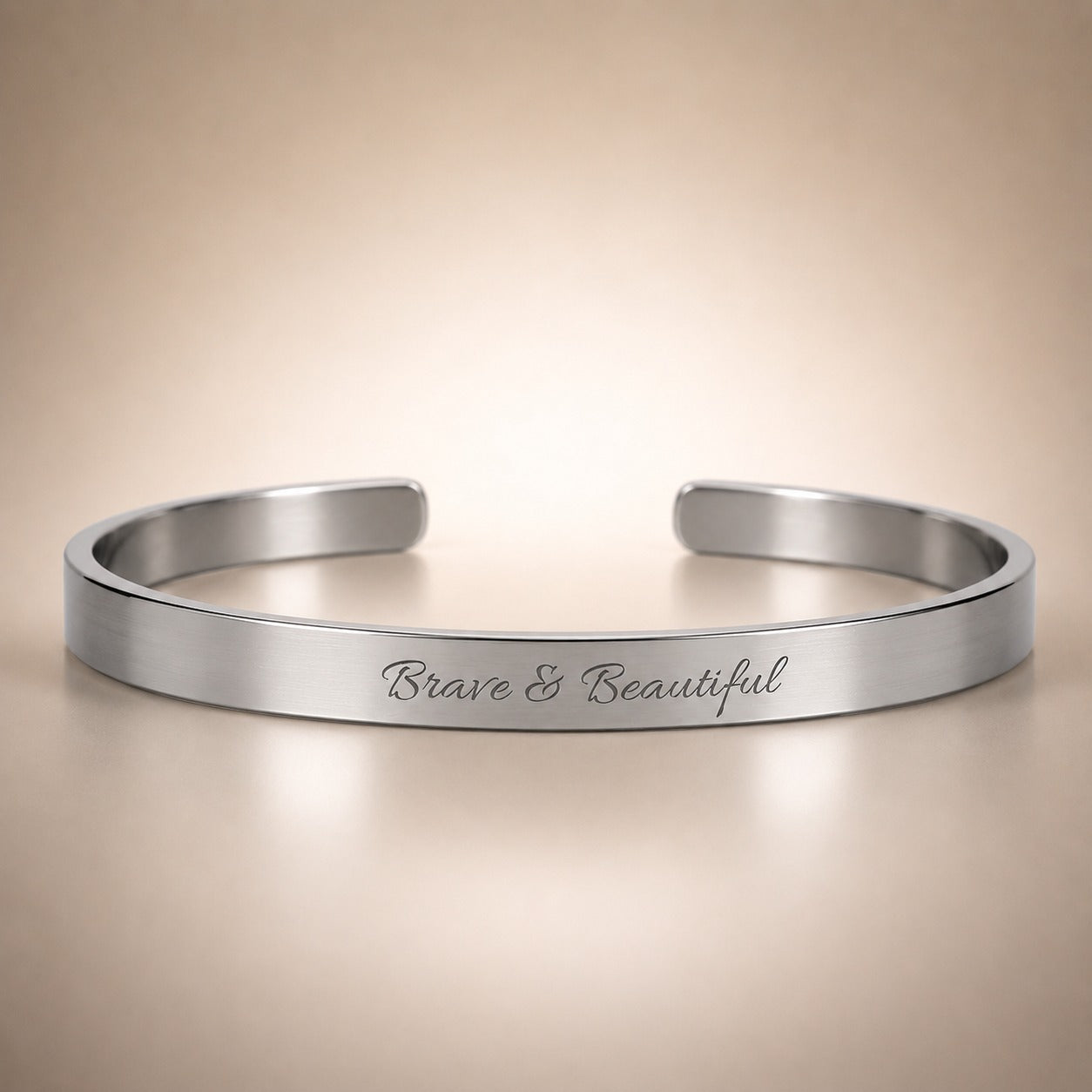 Brave & Beautiful - Engraved Cuff Bracelet