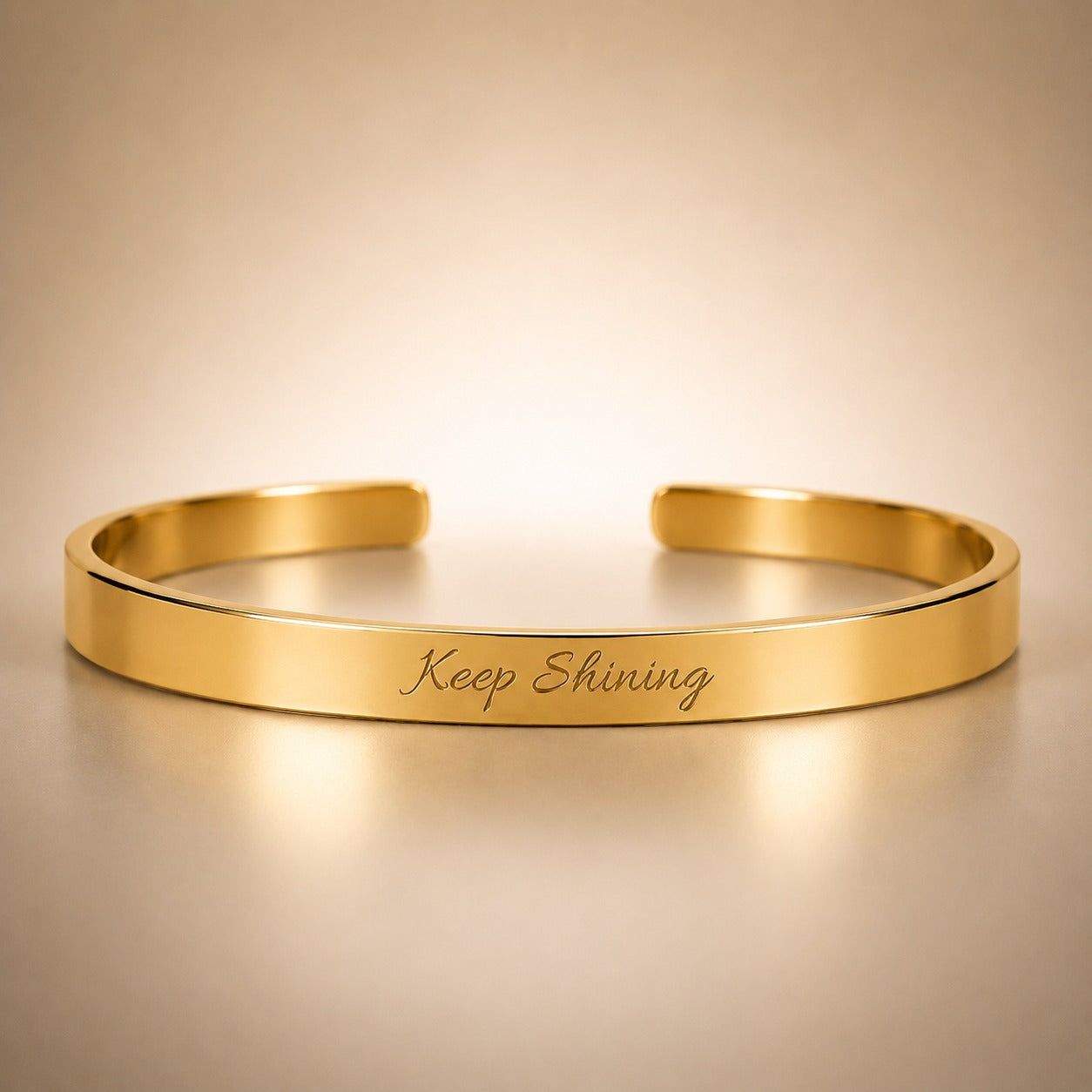 Keep Shining - Engraved Name Cuff Bracelet