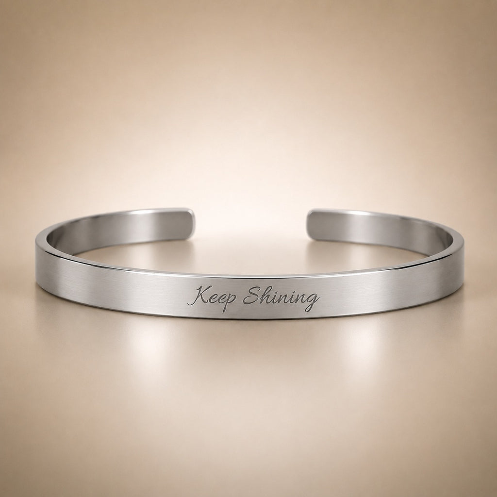 Keep Shining - Engraved Name Cuff Bracelet