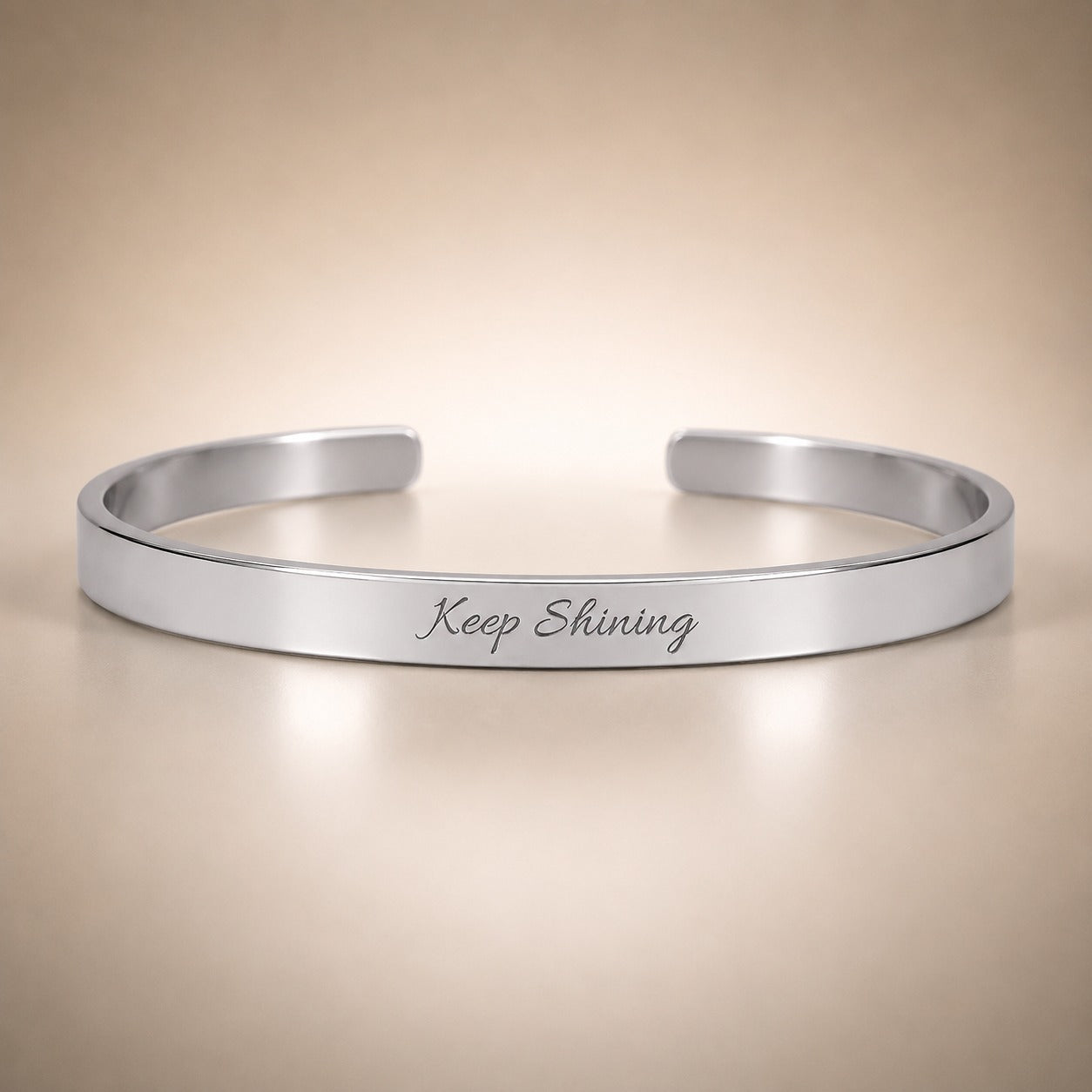 Keep Shining - Engraved Name Cuff Bracelet