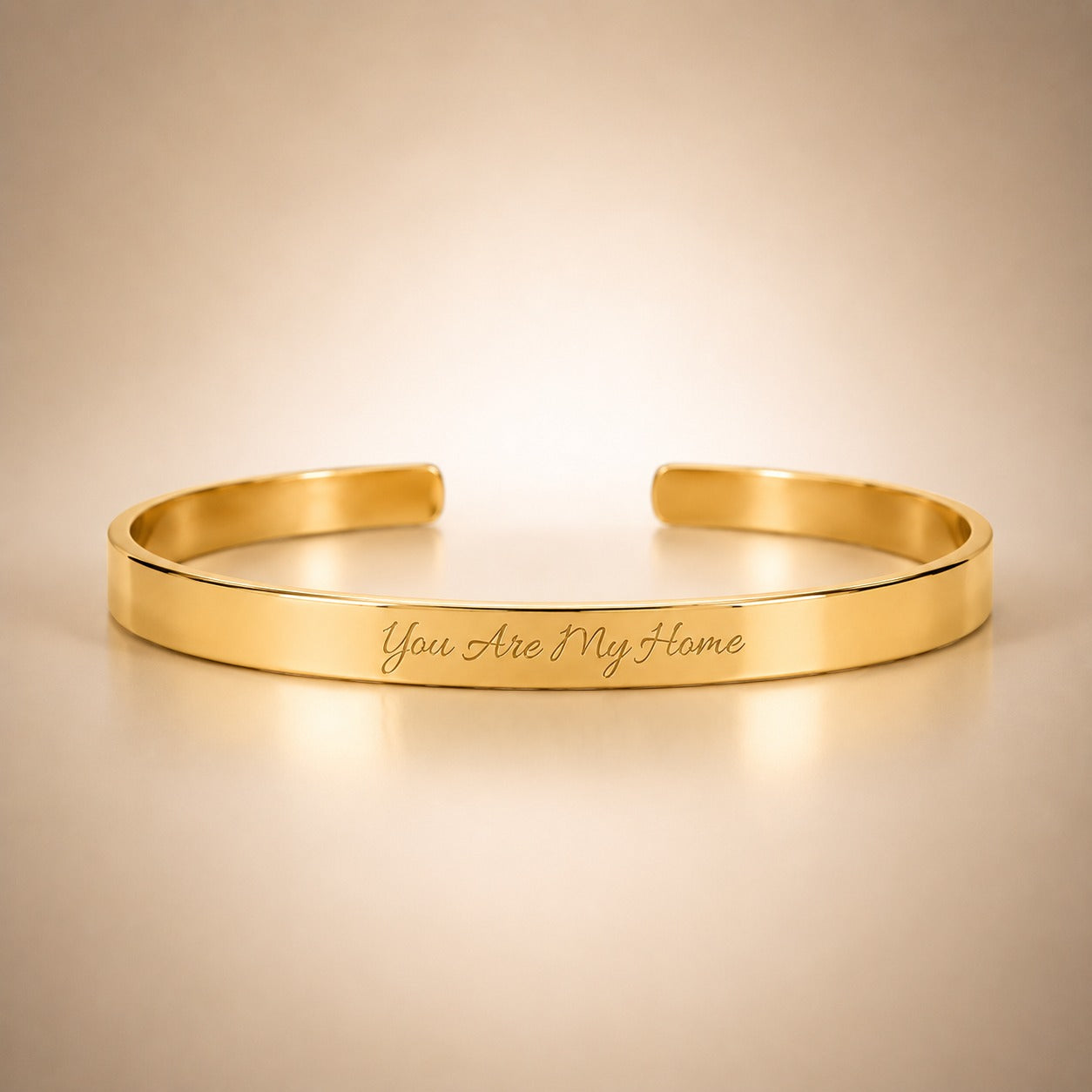 You Are My Home - Engravable Bangle Cuff Bracelet