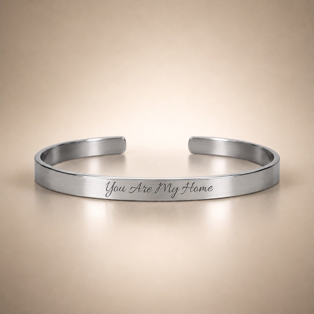 You Are My Home - Engravable Bangle Cuff Bracelet