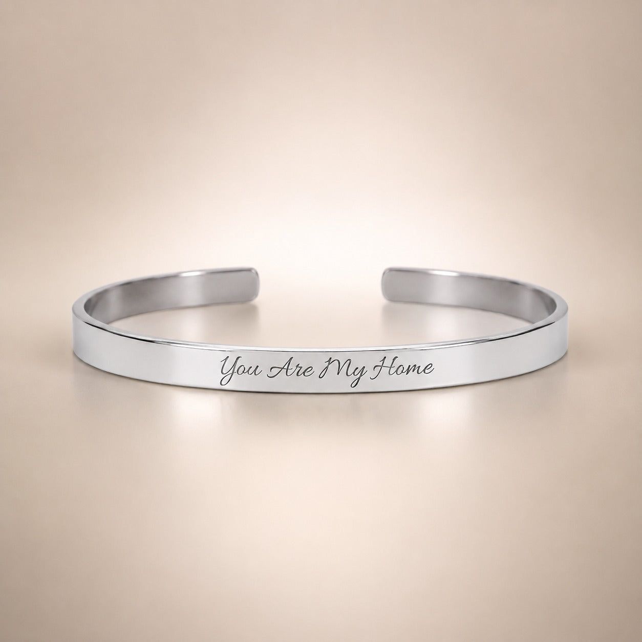 You Are My Home - Engravable Bangle Cuff Bracelet