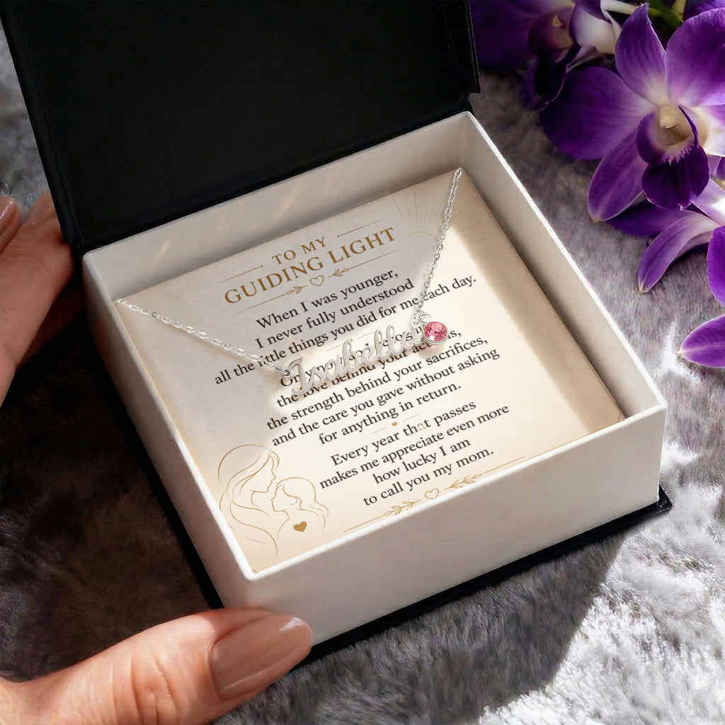 To My Guiding Light - Custom Name Necklace with Birthstone