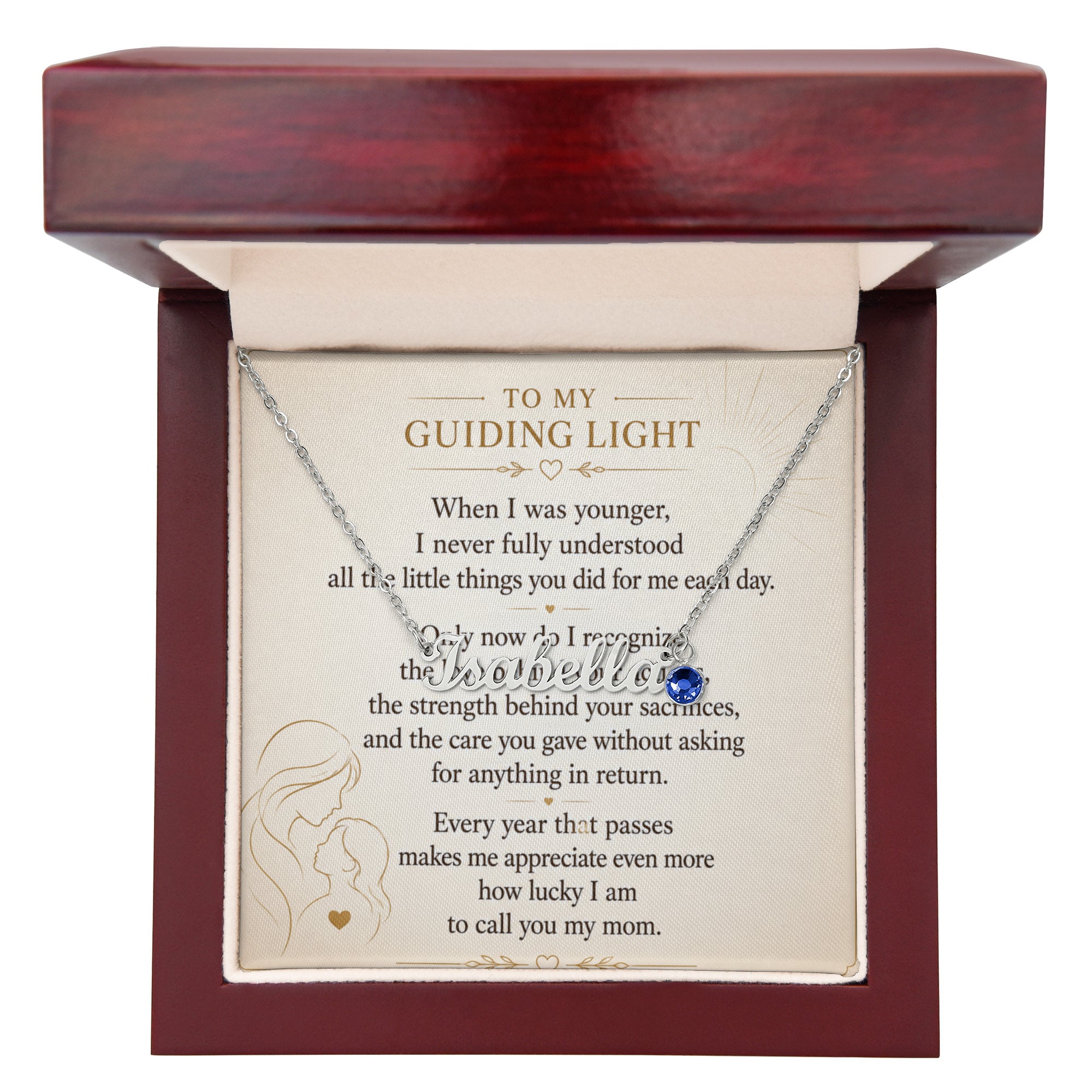 To My Guiding Light - Custom Name Necklace with Birthstone