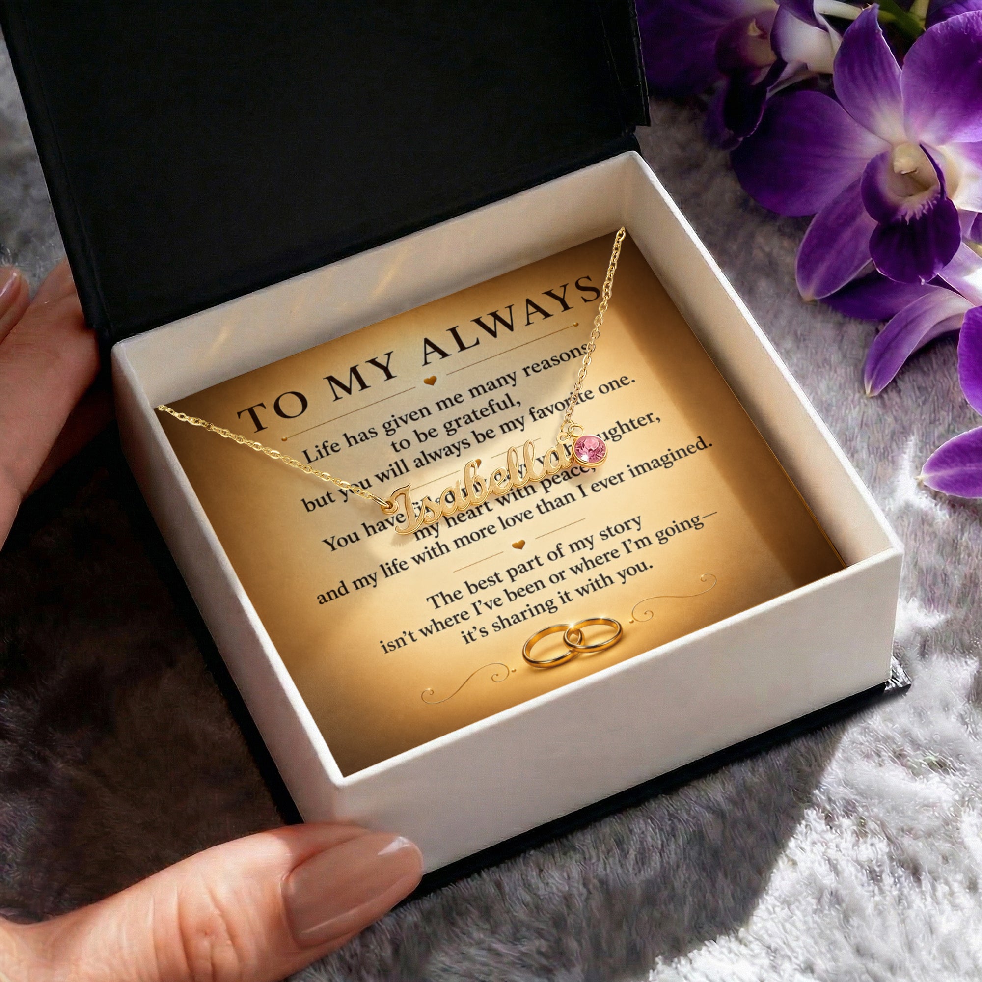 To My Always - Custom Name Necklace with Birthstone
