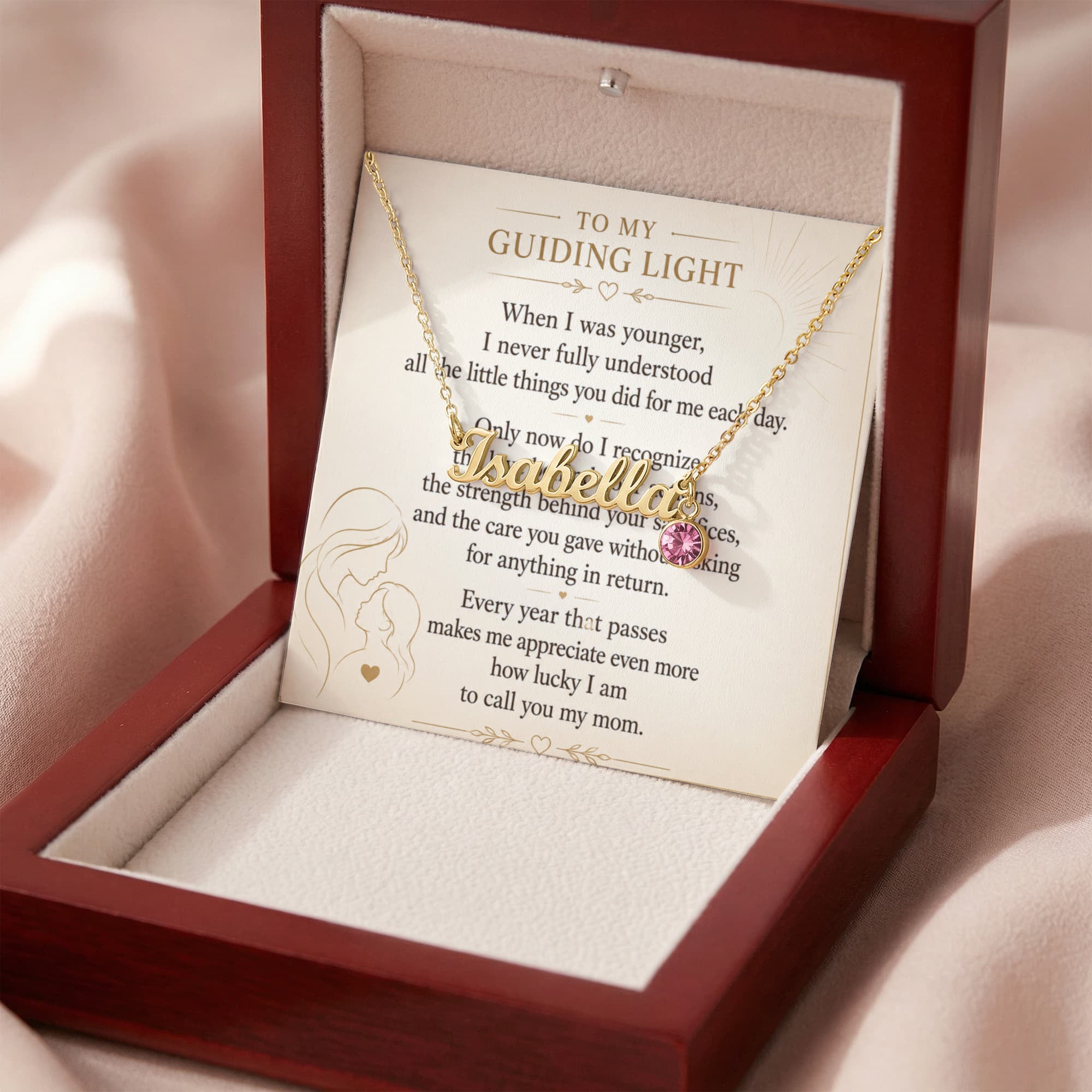 To My Guiding Light - Custom Name Necklace with Birthstone