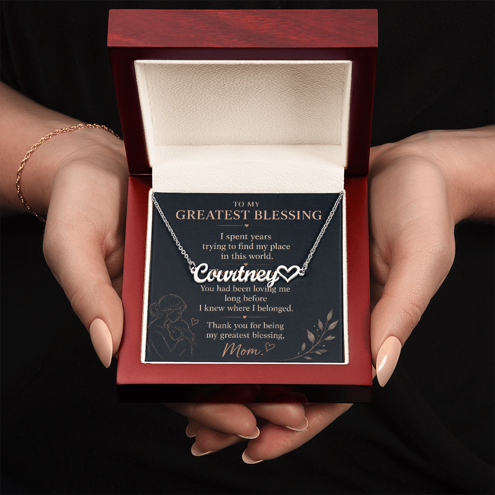 To My Greatest Blessing - Heart Name Necklace