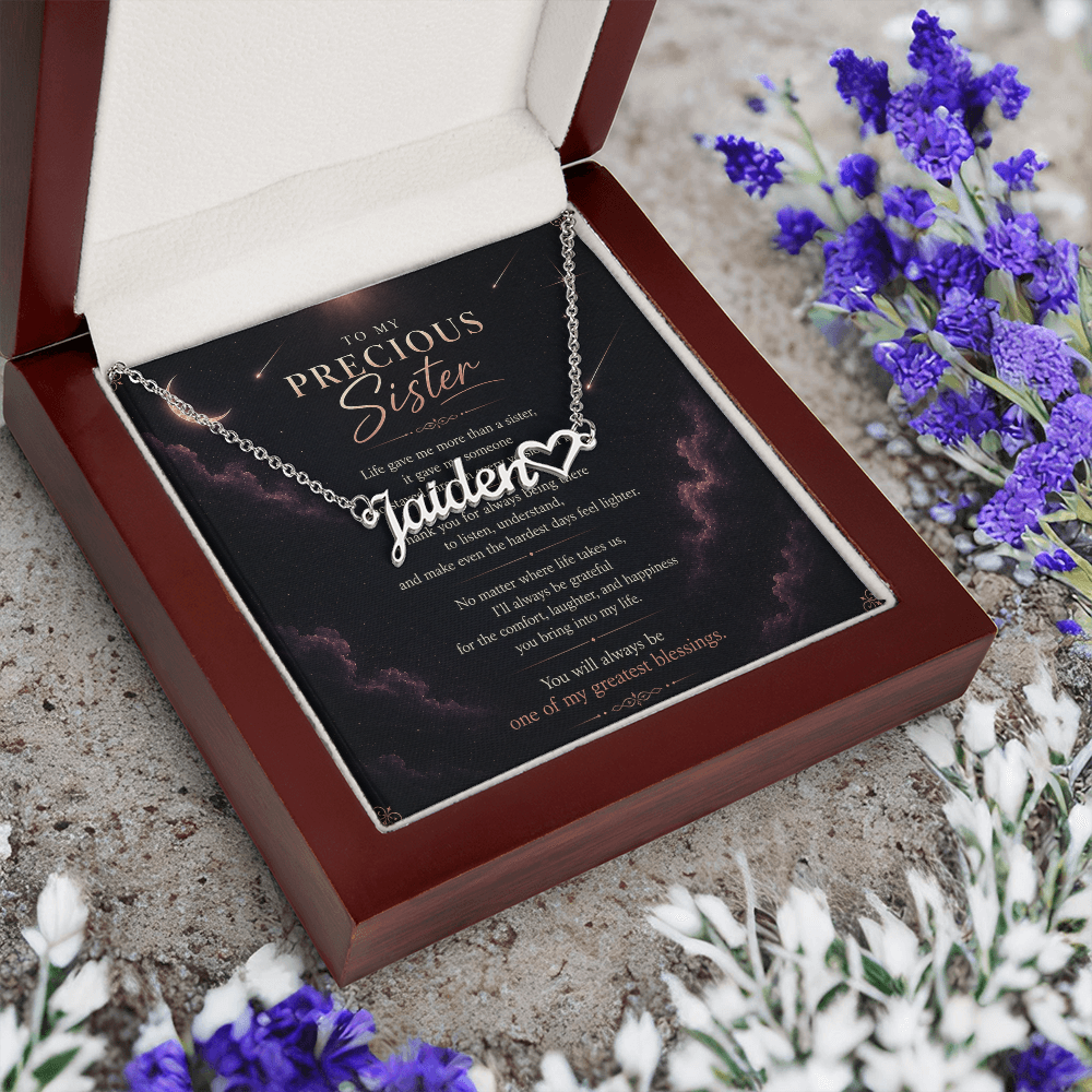 To My Precious Sister – Heart Name Necklace