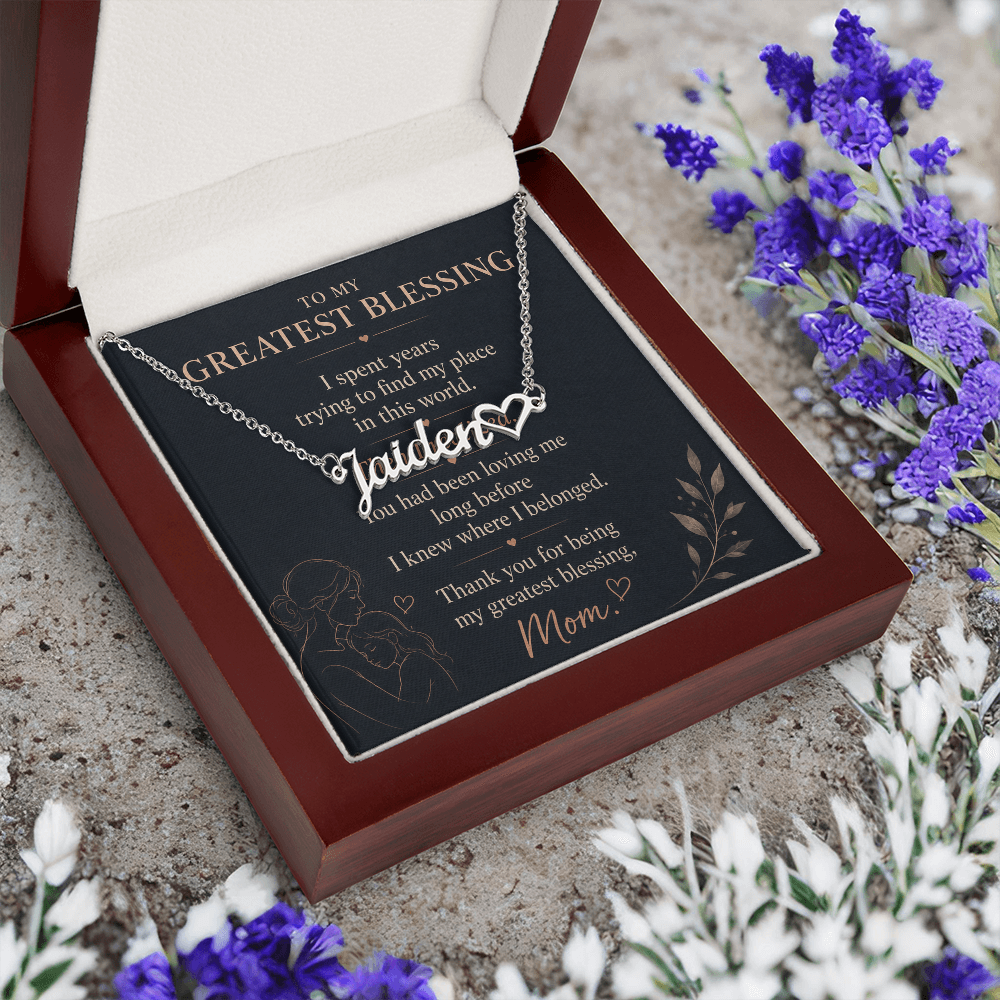 To My Greatest Blessing - Heart Name Necklace