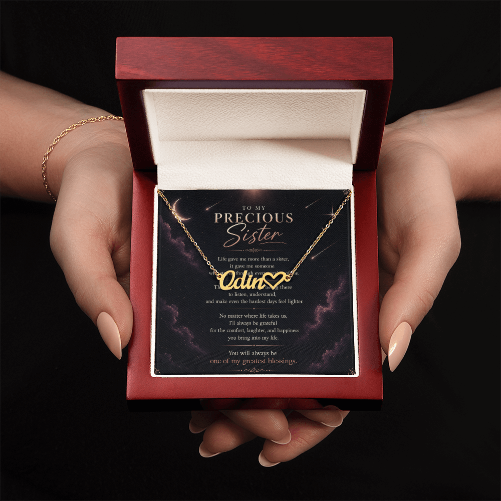 To My Precious Sister – Heart Name Necklace