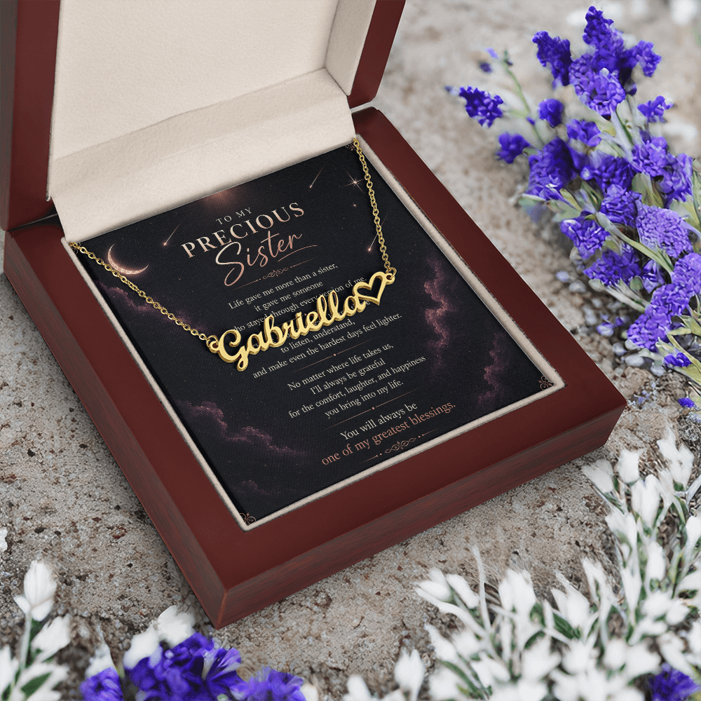 To My Precious Sister – Heart Name Necklace