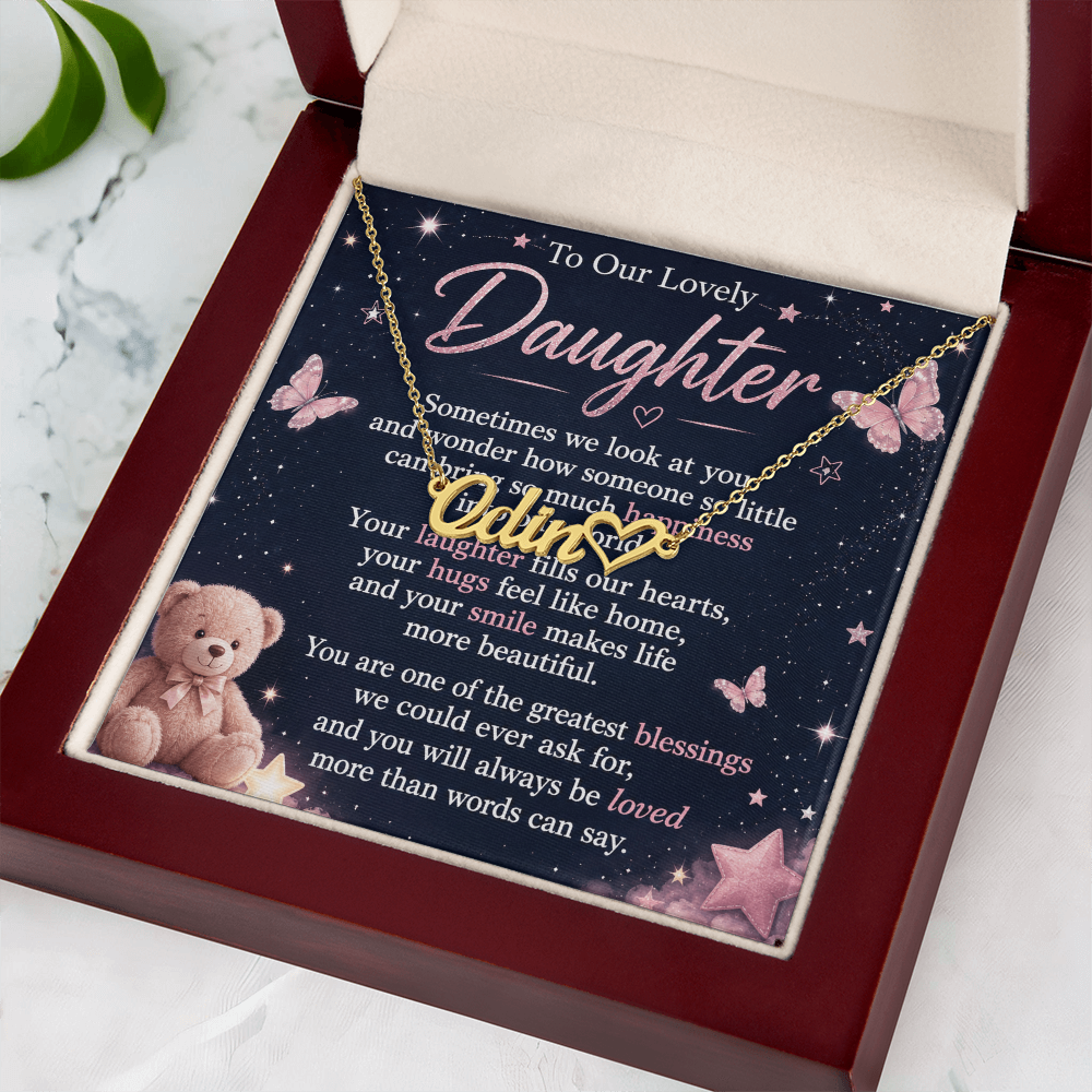 To Our Lovely Daughter — Heart Name Necklace