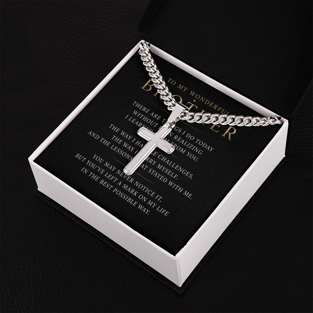 To My Wonderful Brother - Personalized Cross Necklace