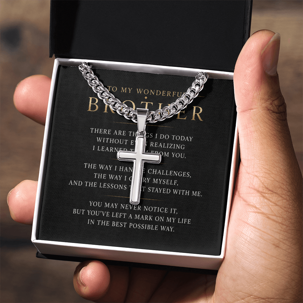 To My Wonderful Brother - Personalized Cross Necklace