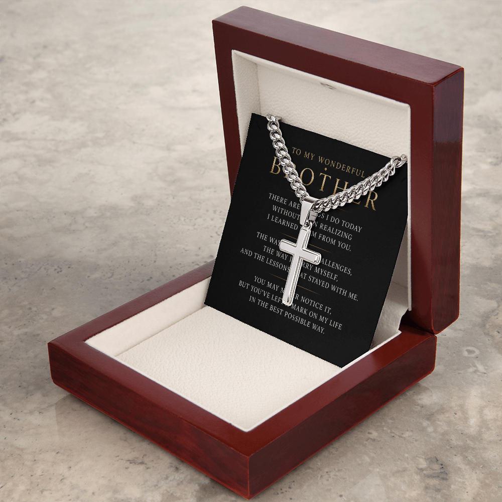 To My Wonderful Brother - Personalized Cross Necklace