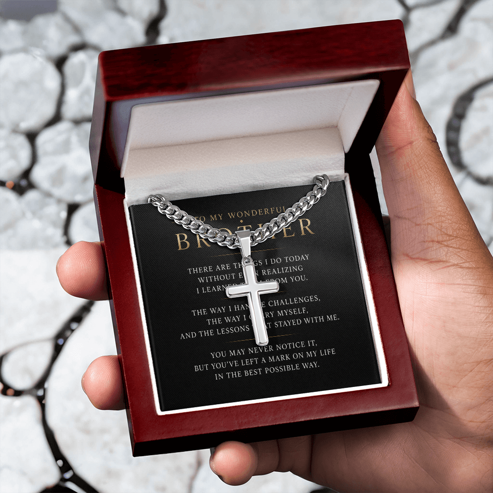 To My Wonderful Brother - Personalized Cross Necklace