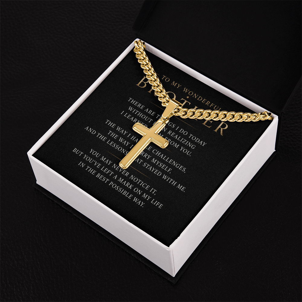 To My Wonderful Brother - Personalized Cross Necklace