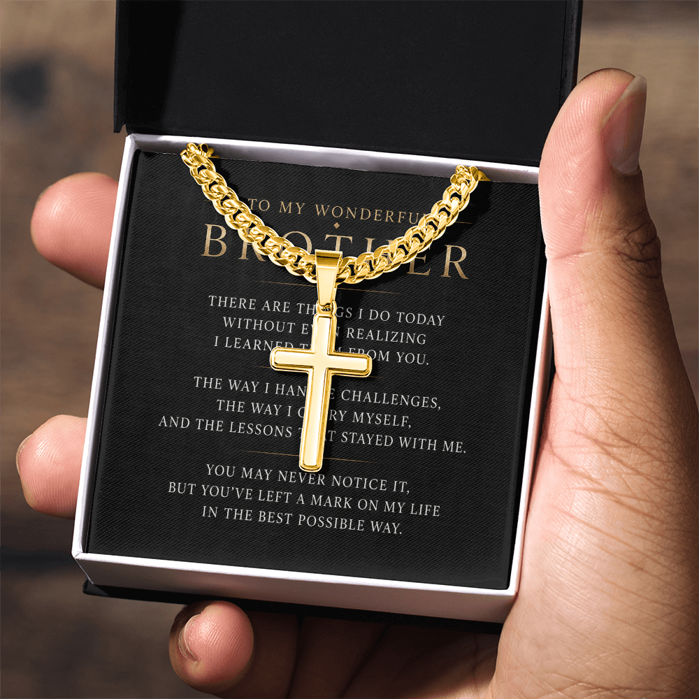 To My Wonderful Brother - Personalized Cross Necklace