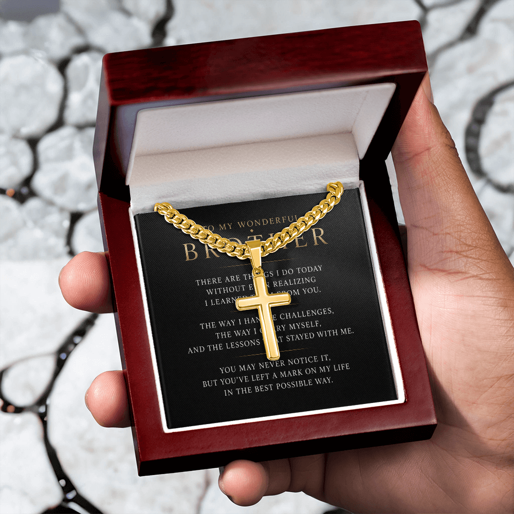 To My Wonderful Brother - Personalized Cross Necklace