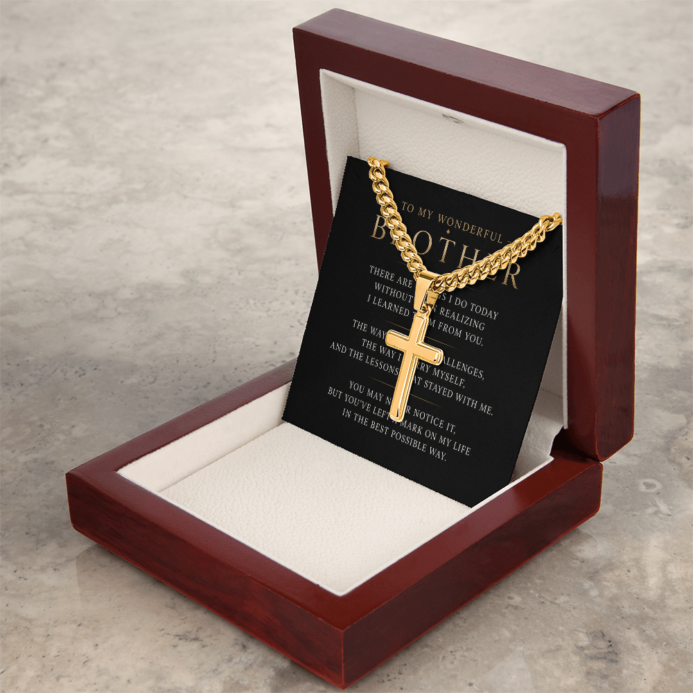 To My Wonderful Brother - Personalized Cross Necklace