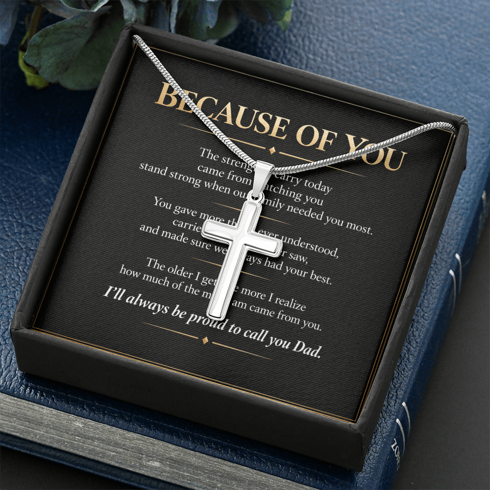 Because Of You - Personalized Cross Necklace