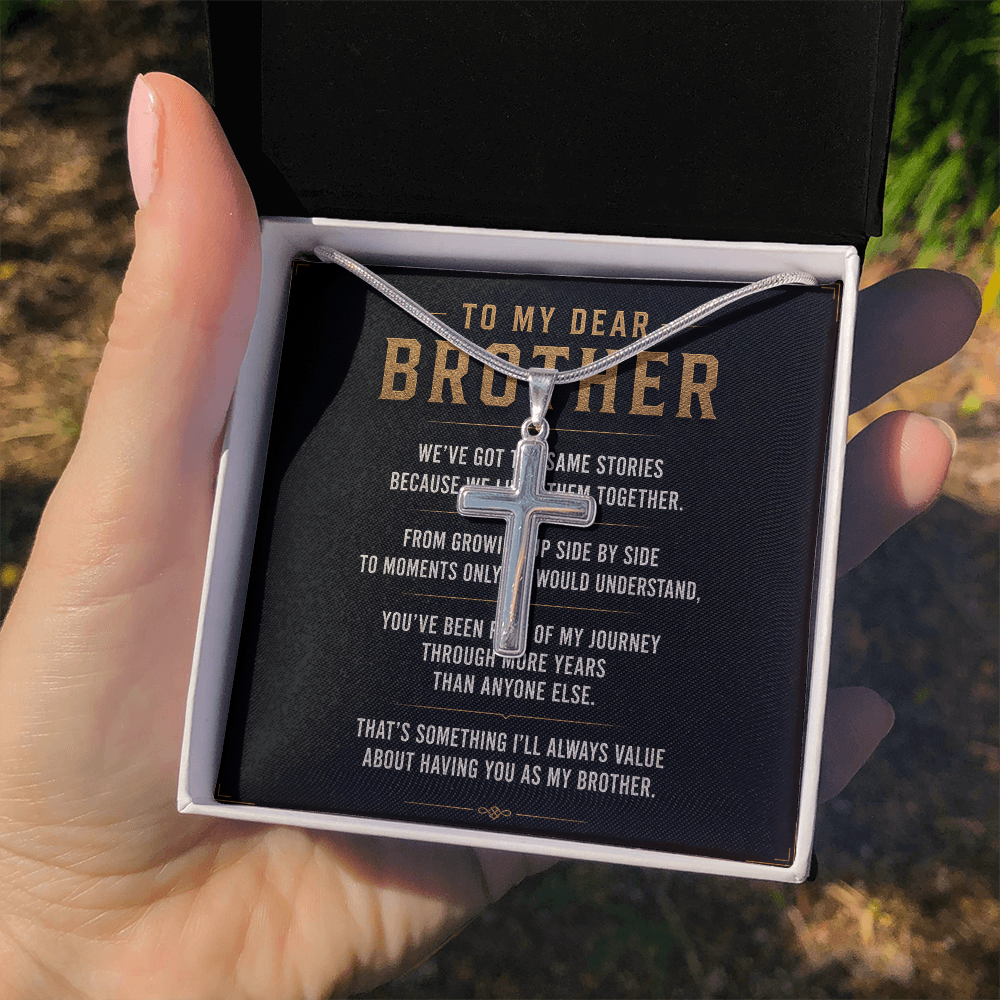 To My Dear Brother - Personalized Cross Necklace