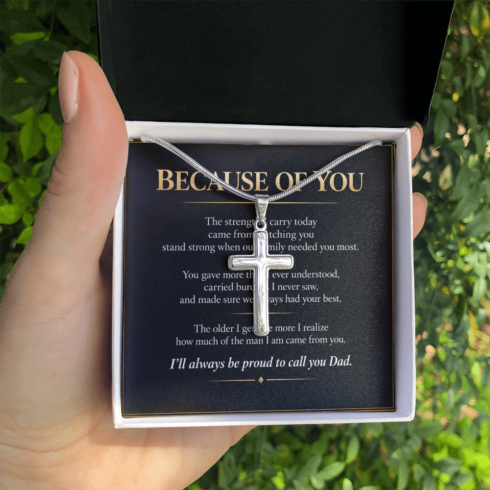 Because Of You - Personalized Cross Necklace