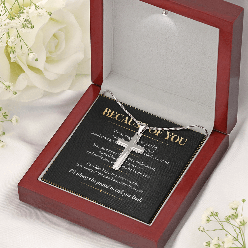 Because Of You - Personalized Cross Necklace