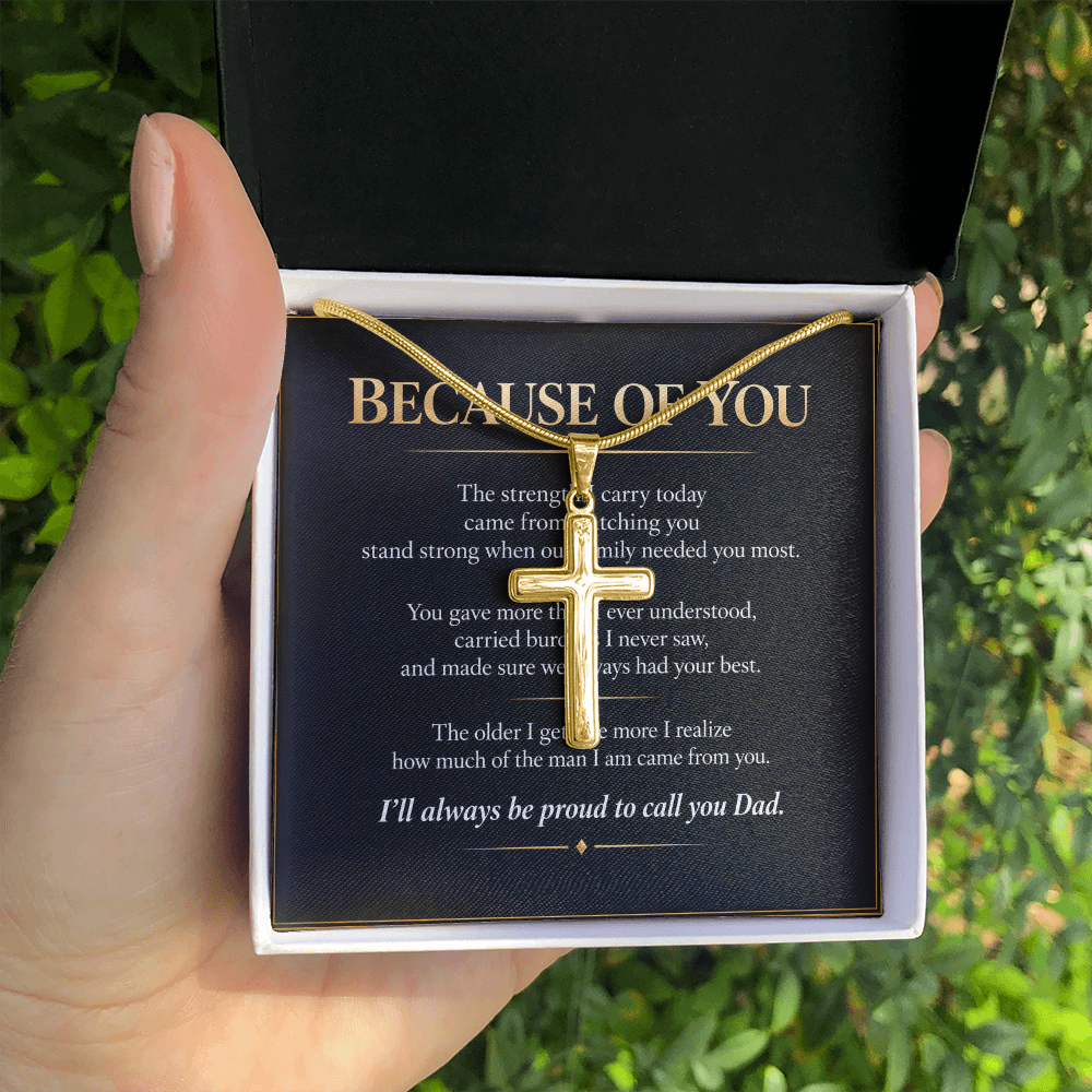 Because Of You - Personalized Cross Necklace