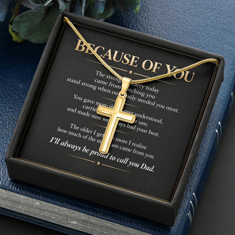 Because Of You - Personalized Cross Necklace