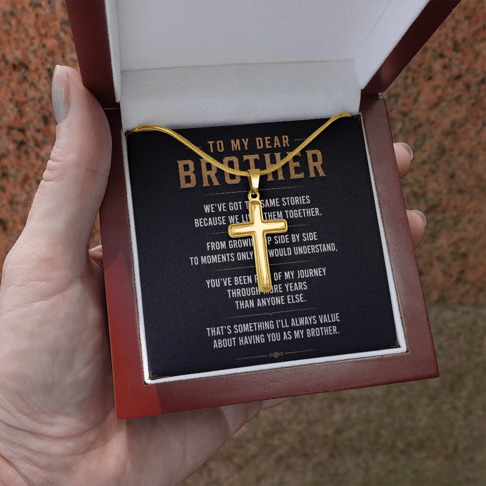 To My Dear Brother - Personalized Cross Necklace