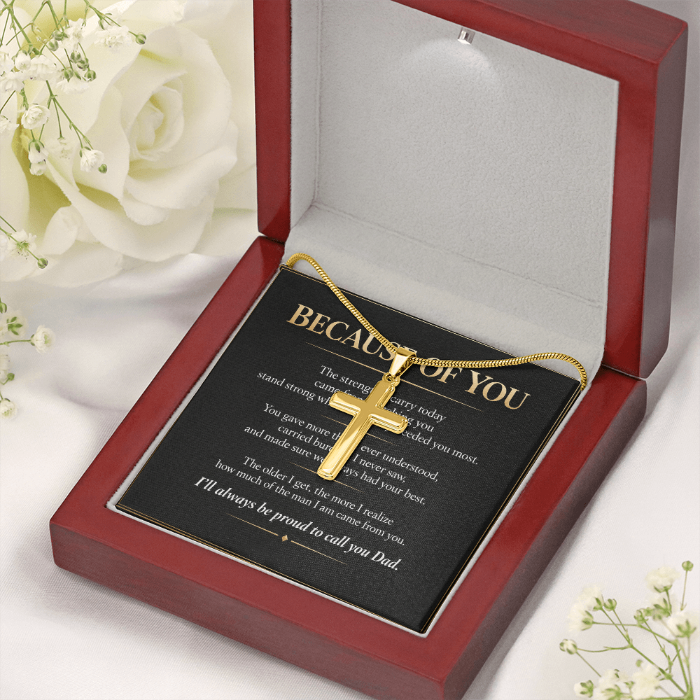 Because Of You - Personalized Cross Necklace